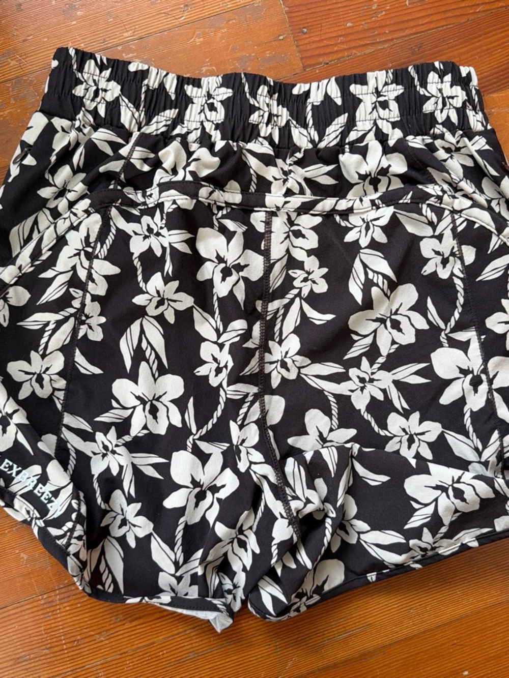 brown and cream Floral Women’s Athletic Shorts with Elastic Waistband